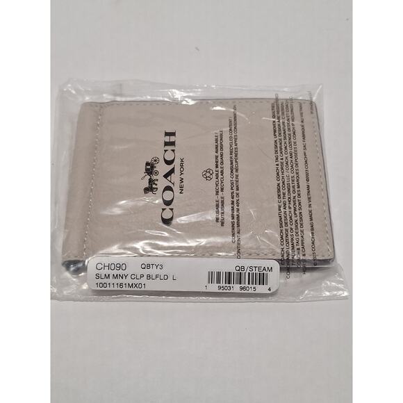 Coach Slim Money Clip Bifold Wallet QB/Steam Leather - Picture 5 of 5